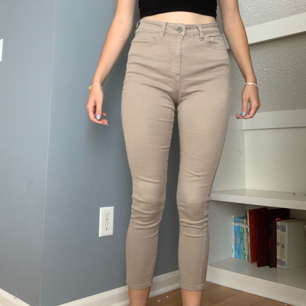 Khaki, skinny pants.